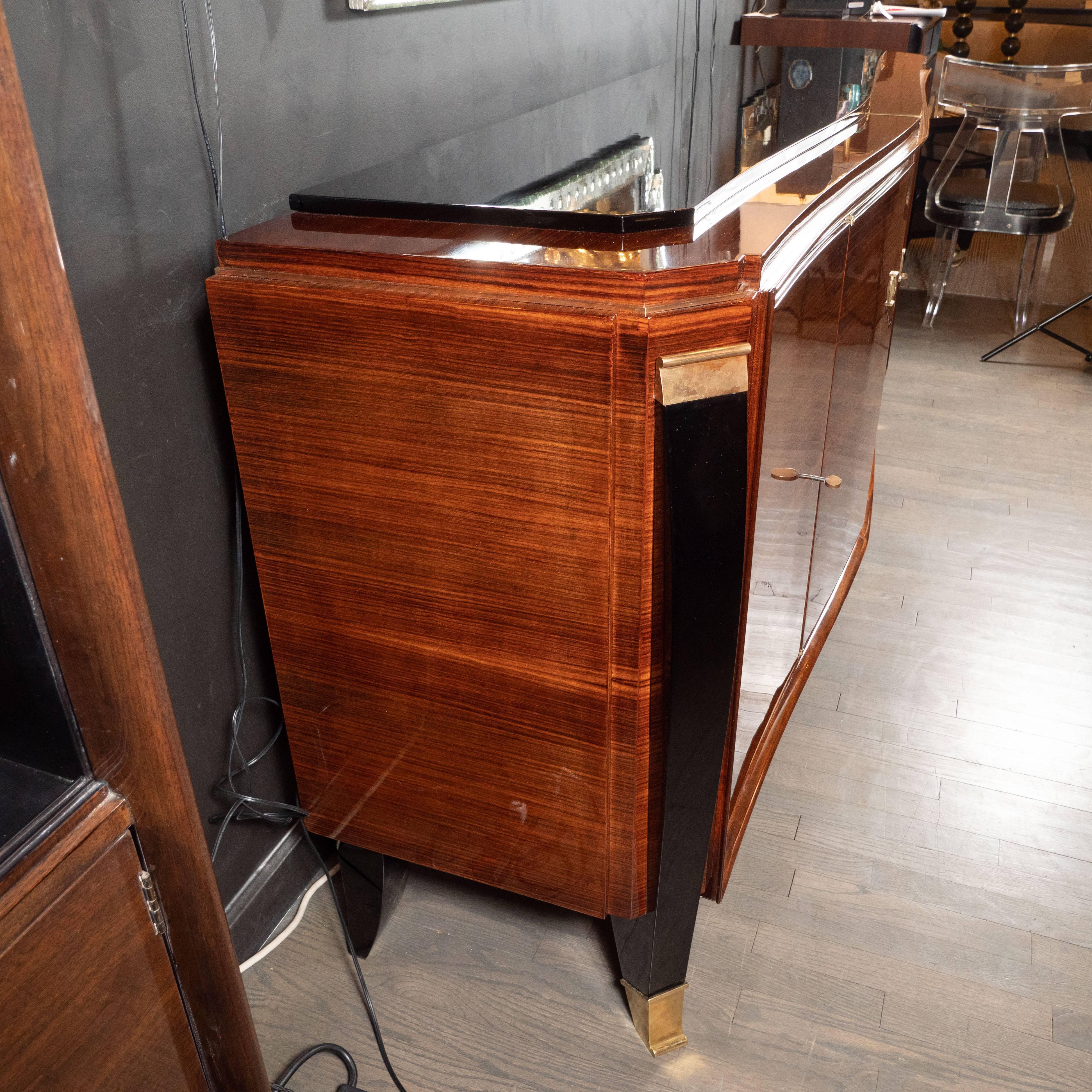 French Art Deco Sideboard in Rosewood and Black Lacquer with Bronze Mounts 6