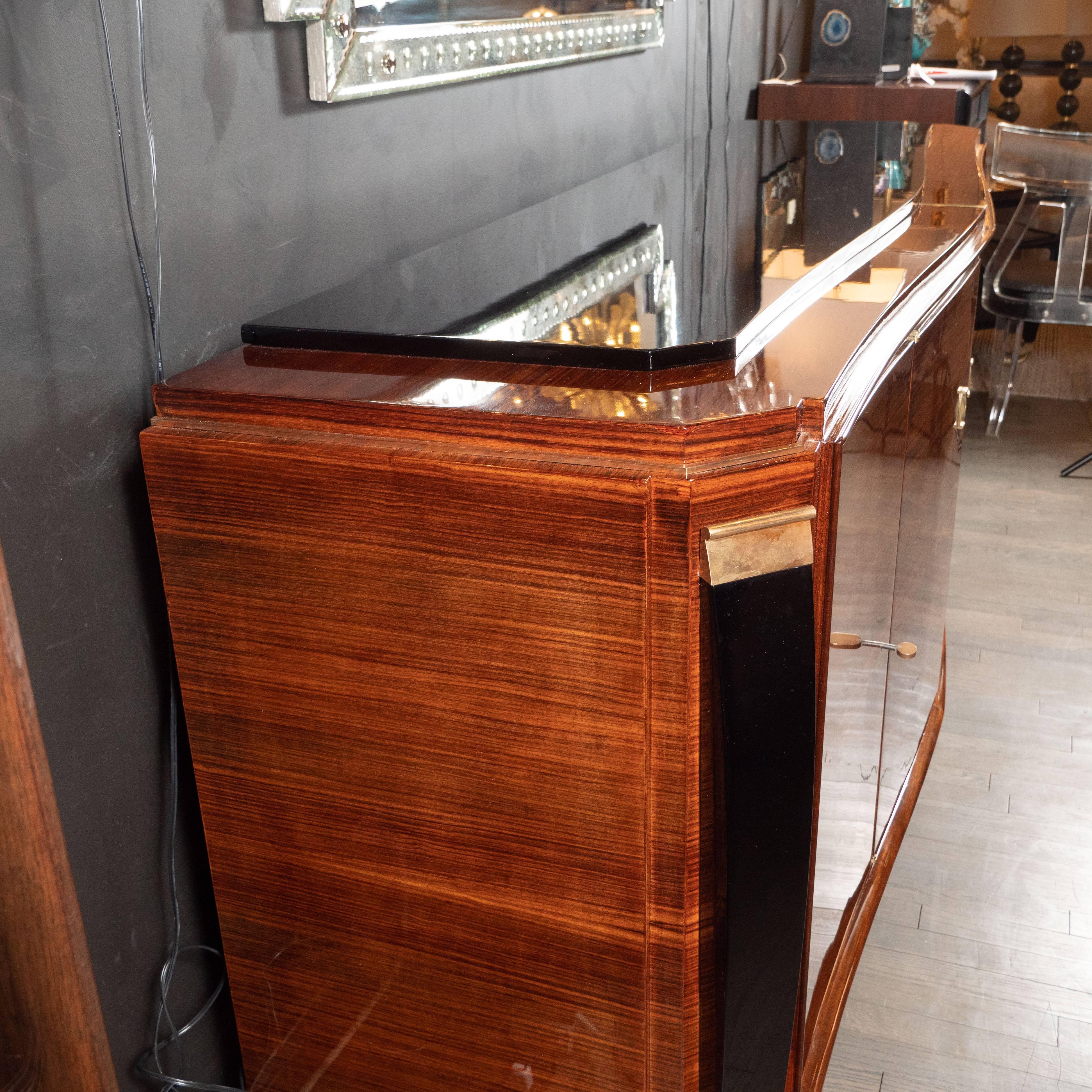 French Art Deco Sideboard in Rosewood and Black Lacquer with Bronze Mounts 5