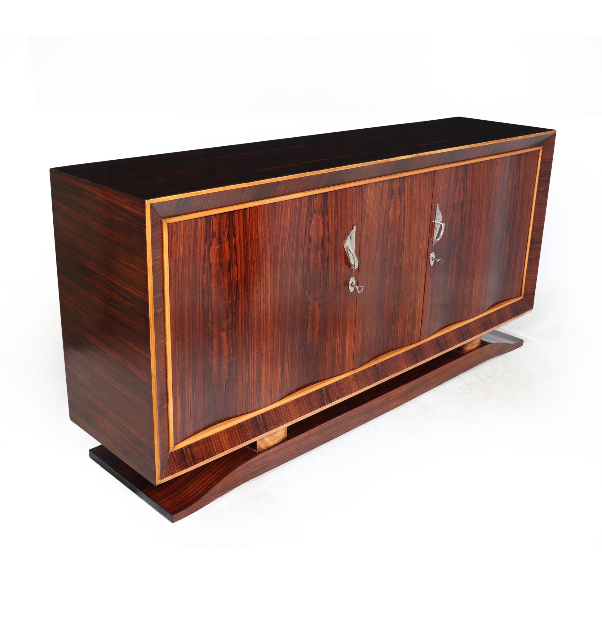 Early 20th Century French Art Deco Sideboard in Rosewood