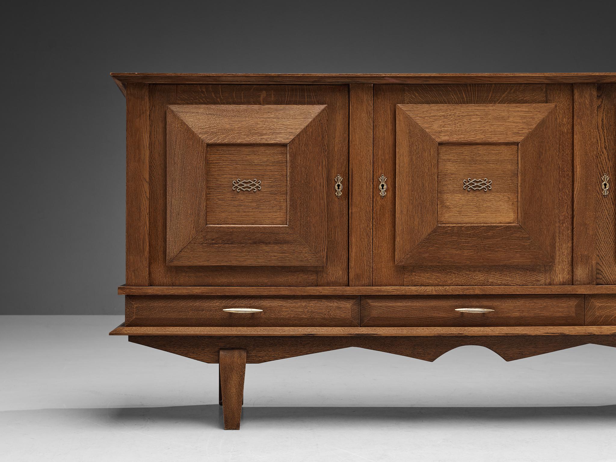 Mid-20th Century French Art Deco Sideboard in Solid Oak