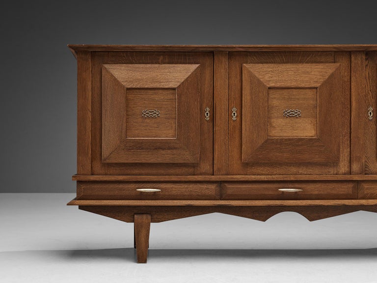 Mid-20th Century French Art Deco Sideboard in Solid Oak For Sale