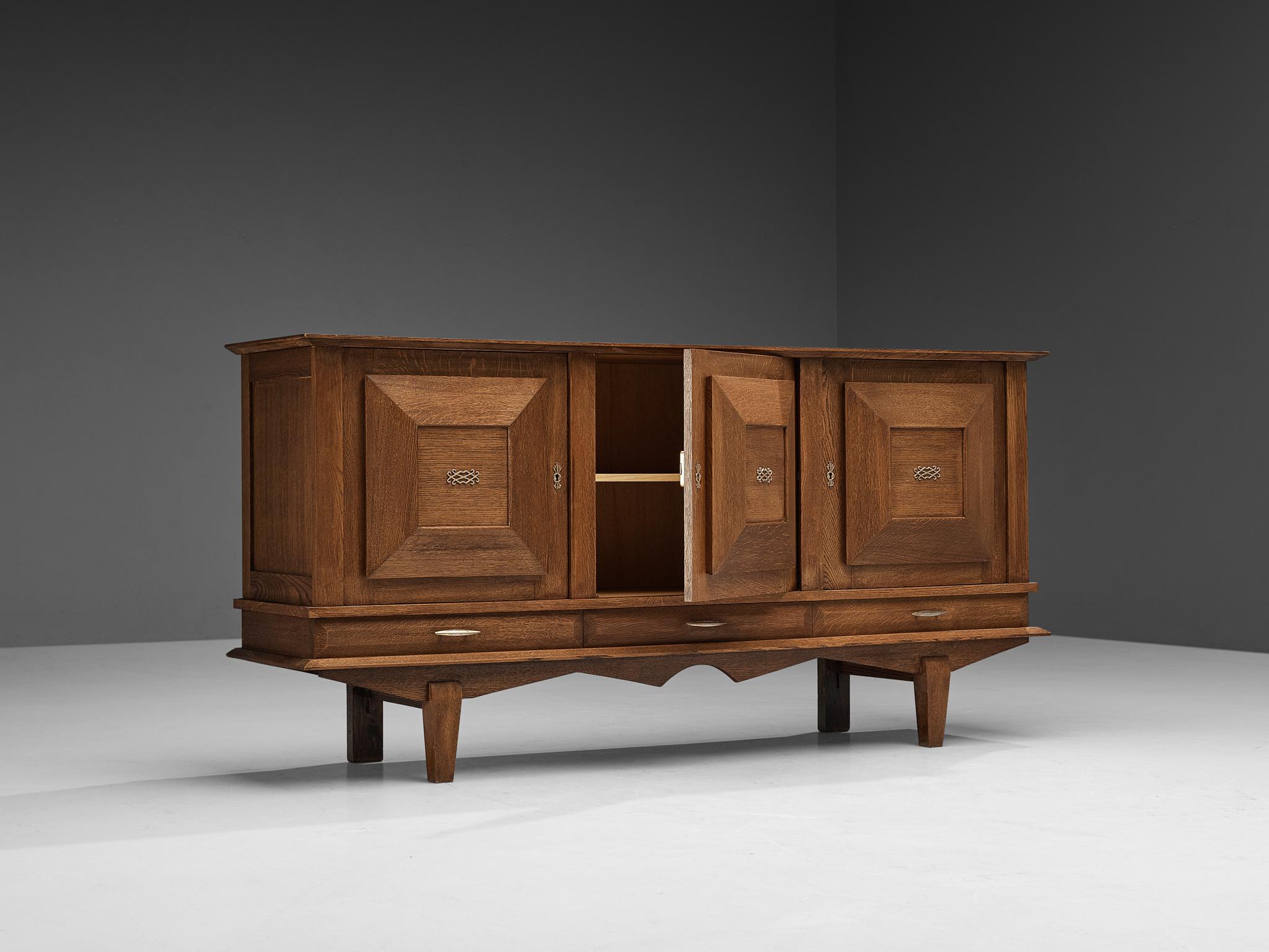 French Art Deco Sideboard in Solid Oak 2