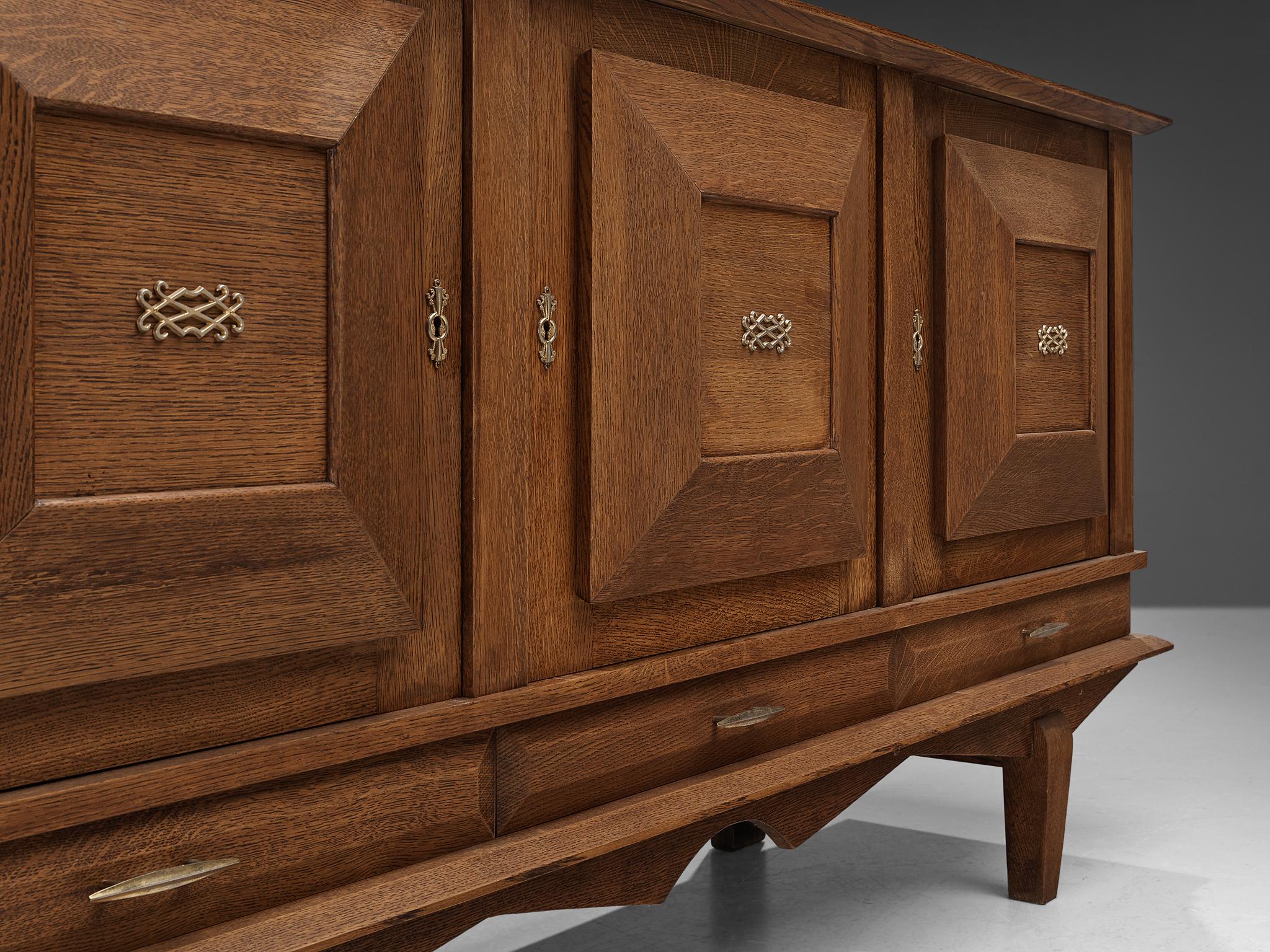 French Art Deco Sideboard in Solid Oak 4