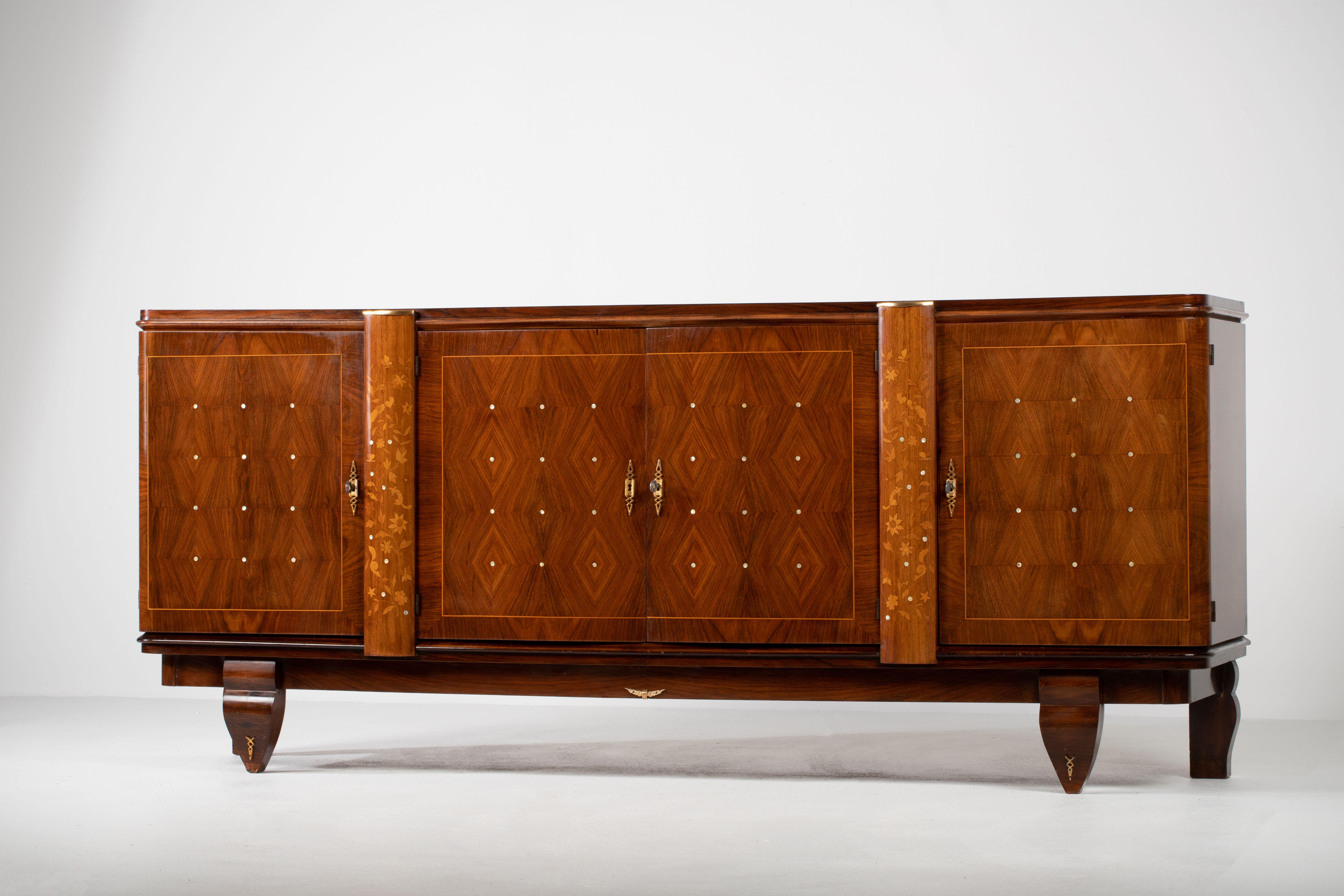 Fruitwood French Art Deco Sideboard in Style of Jules Leleu
