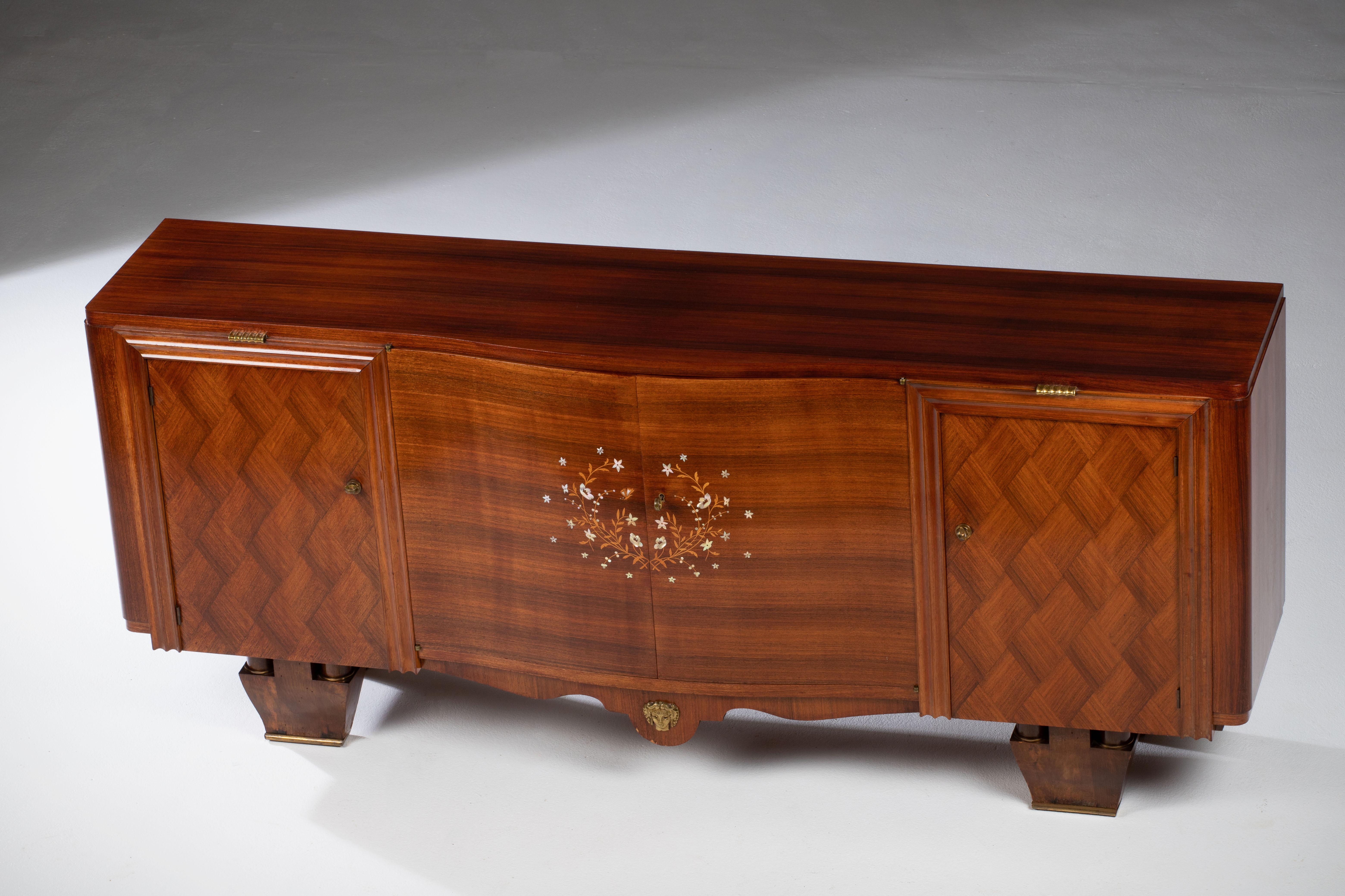 French Art Deco Sideboard in style of Jules Leleu For Sale 1