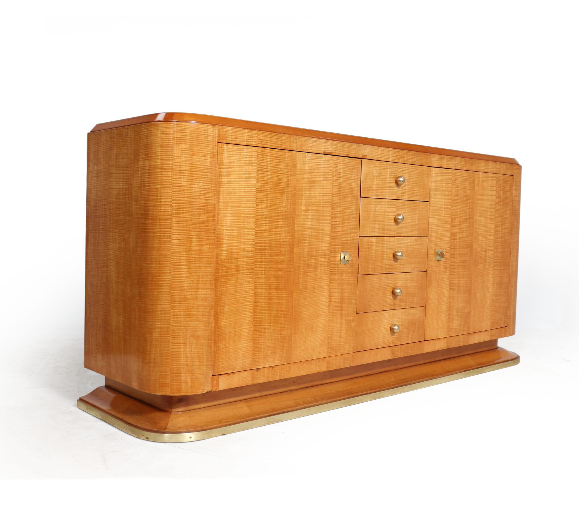 Early 20th Century French Art Deco Sideboard in Sycamore For Sale