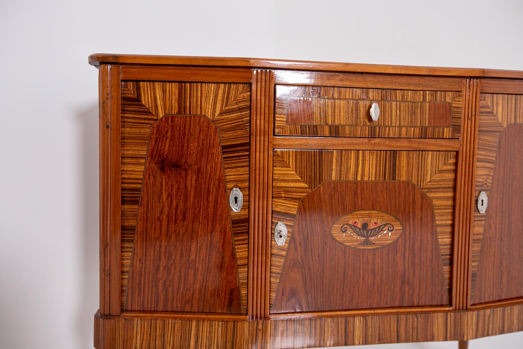 French Art Deco Sideboard in Various Woods, 1930s In Good Condition In Milano, IT