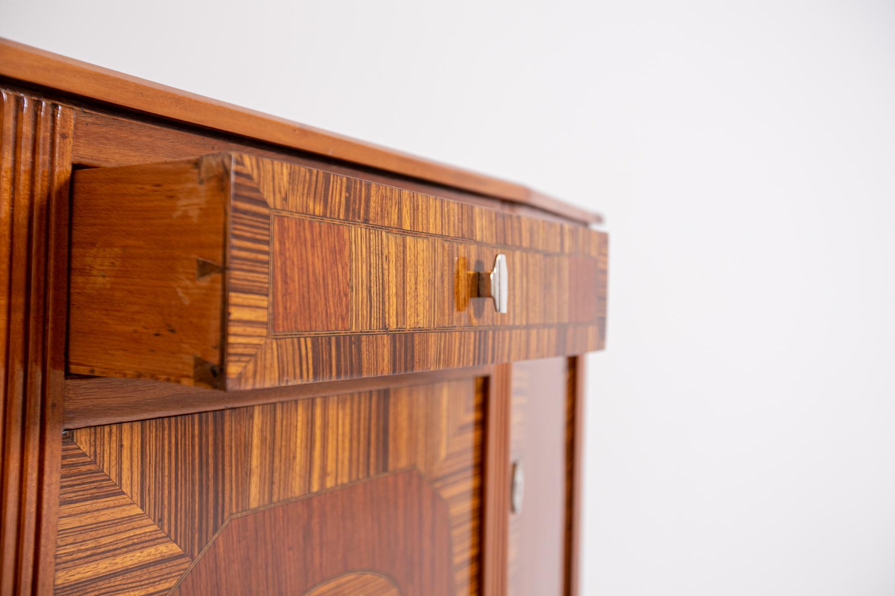 Wool French Art Deco Sideboard in Various Woods, 1930s