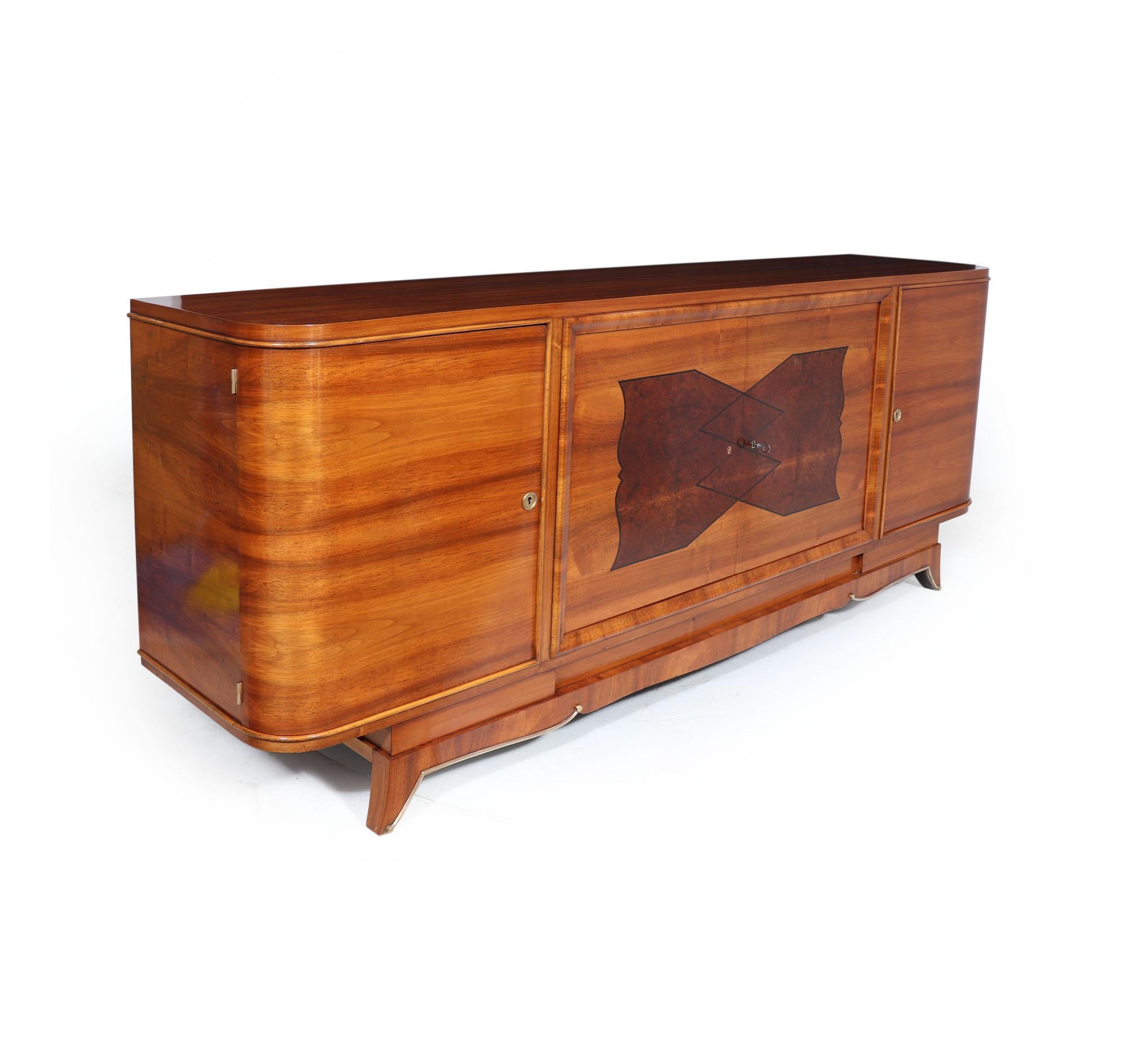 Mid-20th Century French, Art Deco Sideboard in Walnut For Sale