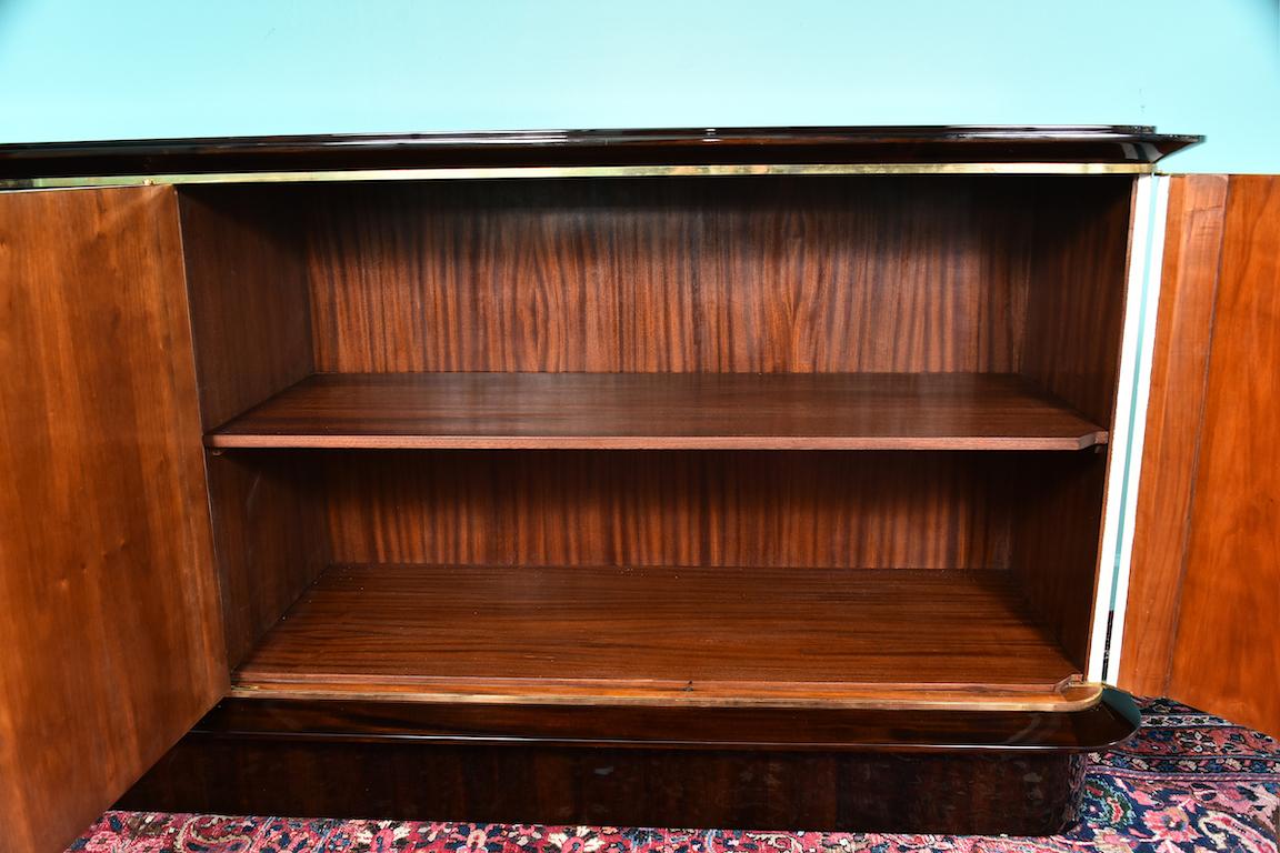 French Art Deco Sideboard in Walnut with White Leather, circa 1940-50s In Excellent Condition In Houston, TX