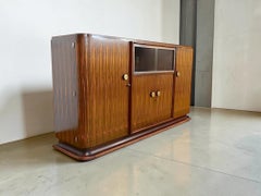 French Art Deco Sideboard, Macassar Ebony and Brass, 1930s
