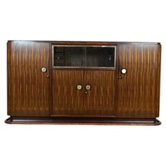 French Art Deco Sideboard, Macassar Ebony and Brass, 1930s