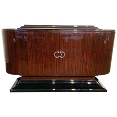 French Art Deco Sideboard, Macassar Ebony Veneer, Signed, Marseilles circa 1925
