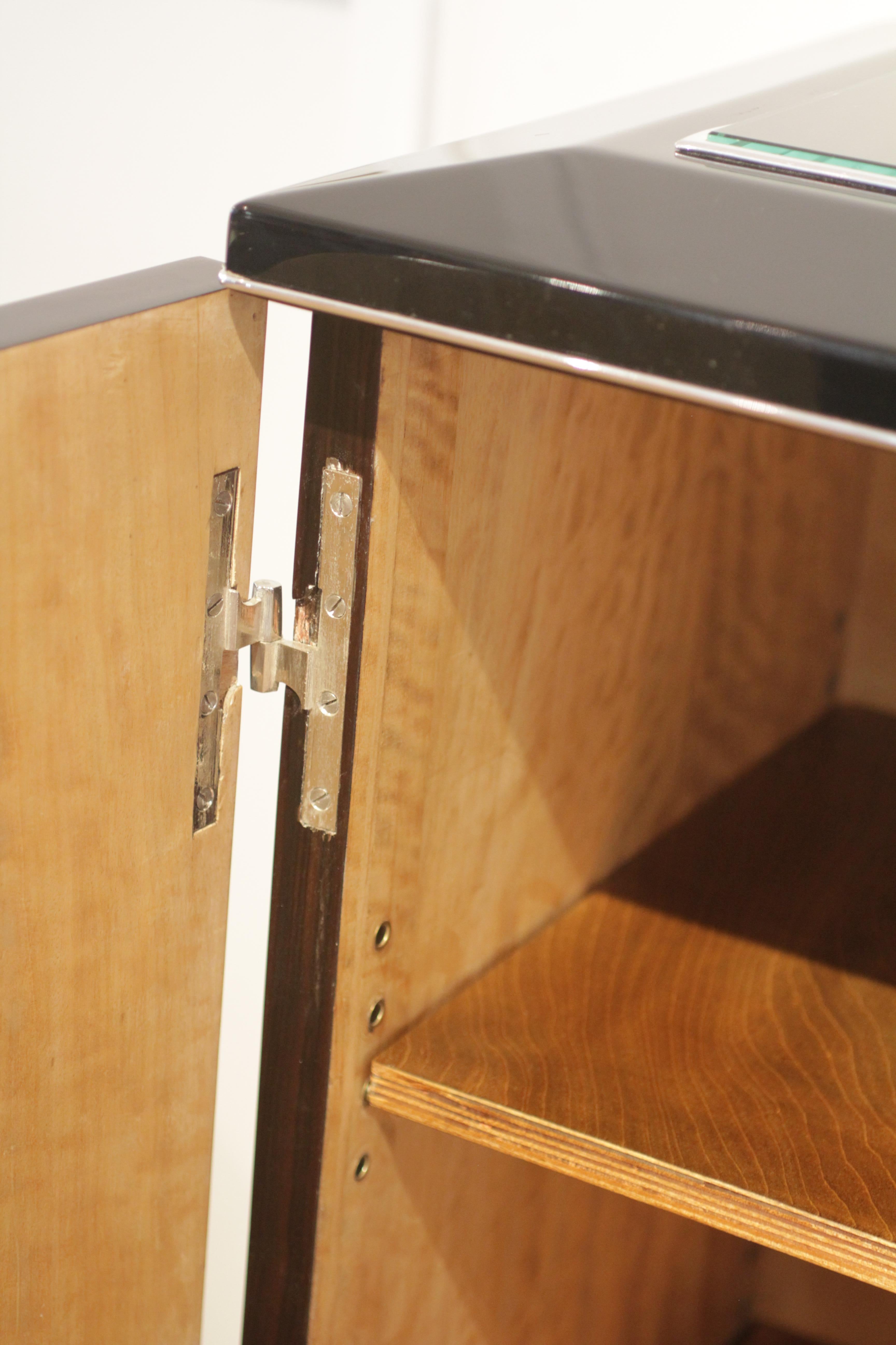 Art Deco Bar Sideboard, Macassar Veneer and Glass, France, circa 1925 10