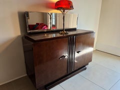 French Art Deco Sideboard, Mahogany with Chrome Handles, 1930s