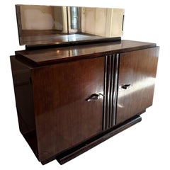 Credenza Art Déco francese, in mogano con maniglie cromate, anni '30