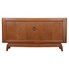 French Art Deco Sideboard, Oak and Brass, Sculptural Legs, 1940s