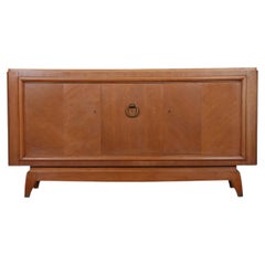 French Art Deco Sideboard, Oak and Brass, Sculptural Legs, 1940s