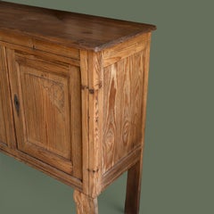 French Art Deco Sideboard, Pine and Textured Glass, Carved Legs, 1930s