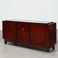 French Art Deco Sideboard, Rosewood, Three Doors, Tapered Legs, 1940s