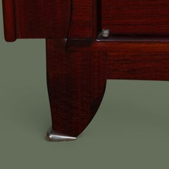 French Art Deco Sideboard, Rosewood, Three Doors, Tapered Legs, 1940s