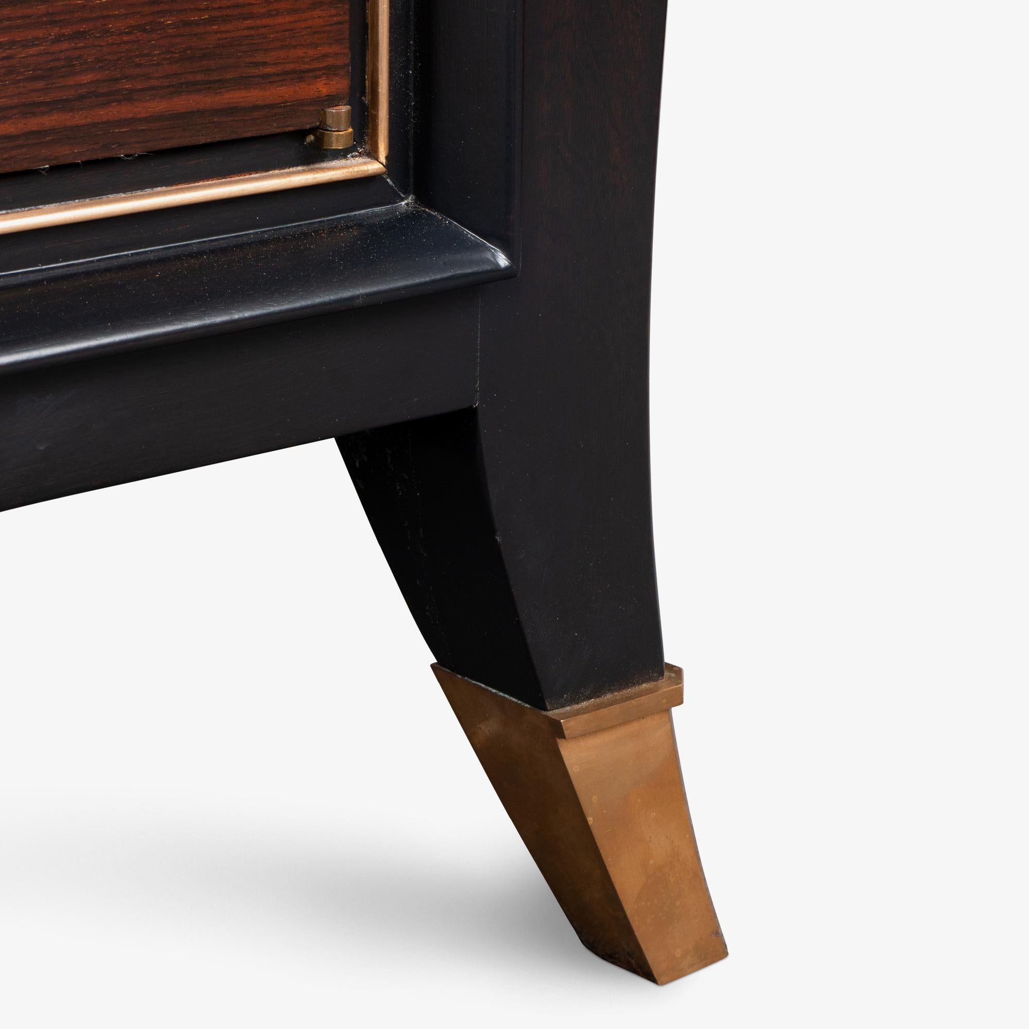 Credenza Server Art-Deco Francese in Ebano Macassar, Oak e Ottone in vendita 6