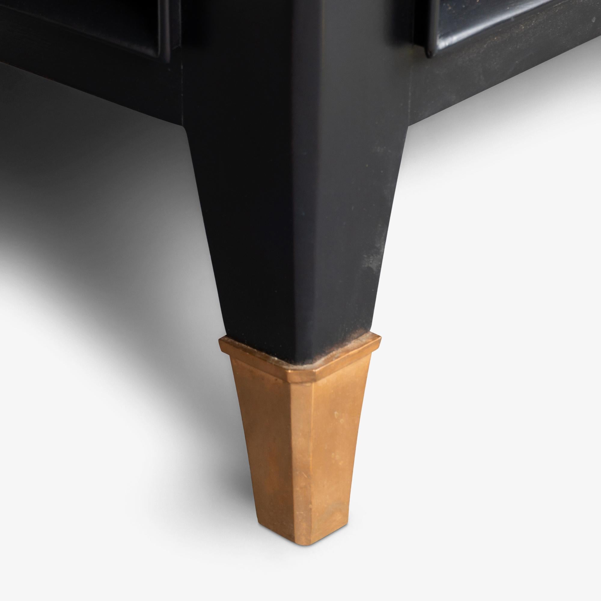 Credenza Server Art-Deco Francese in Ebano Macassar, Oak e Ottone in vendita 7