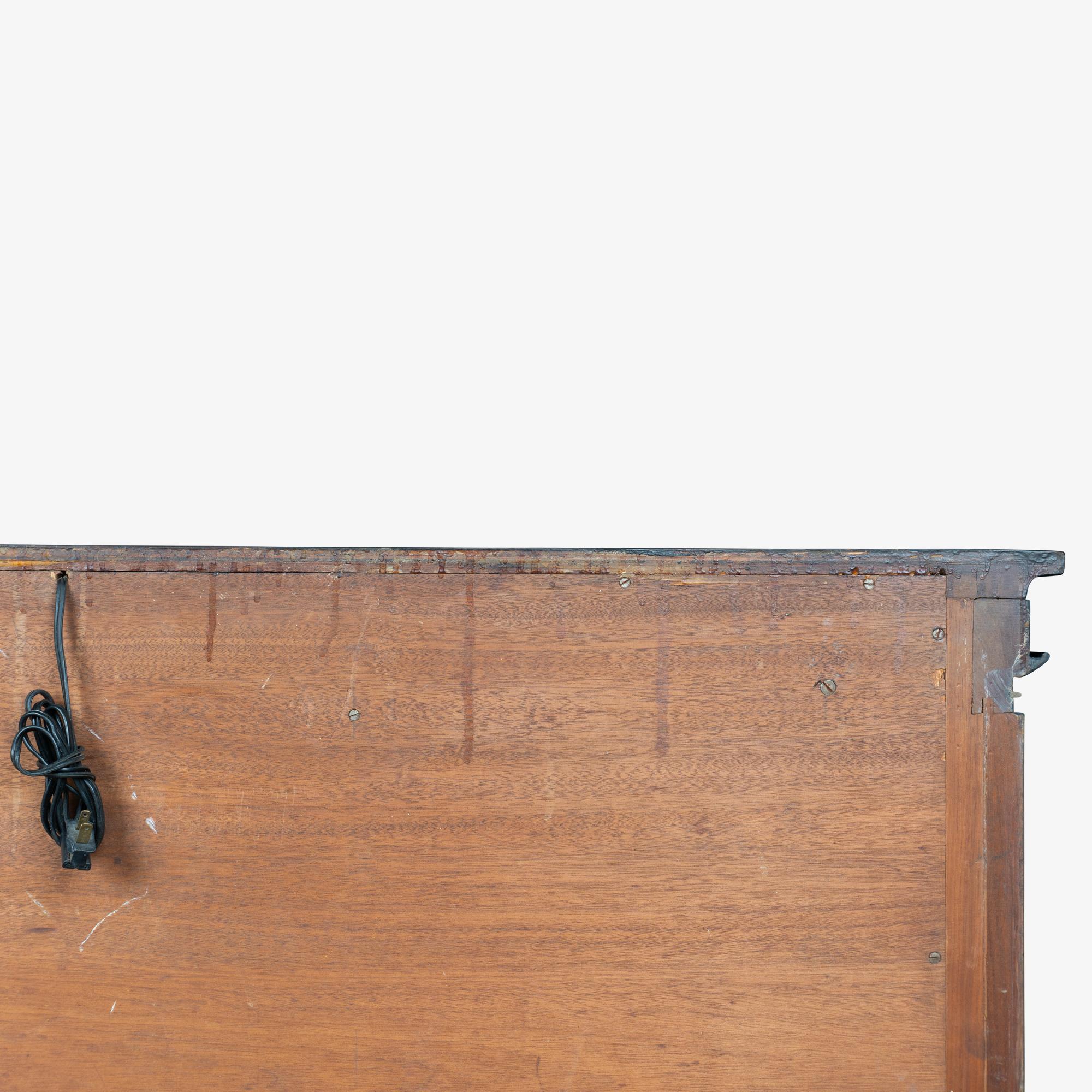 Metà XX secolo Credenza Server Art-Deco Francese in Ebano Macassar, Oak e Ottone in vendita