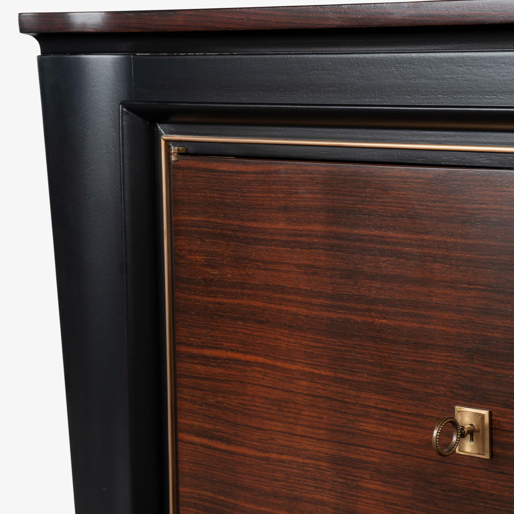 Credenza Server Art-Deco Francese in Ebano Macassar, Oak e Ottone in vendita 4