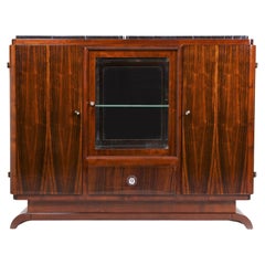 French Art Deco Sideboard with Marble Desk, 1930-1939, Palisander, Restored