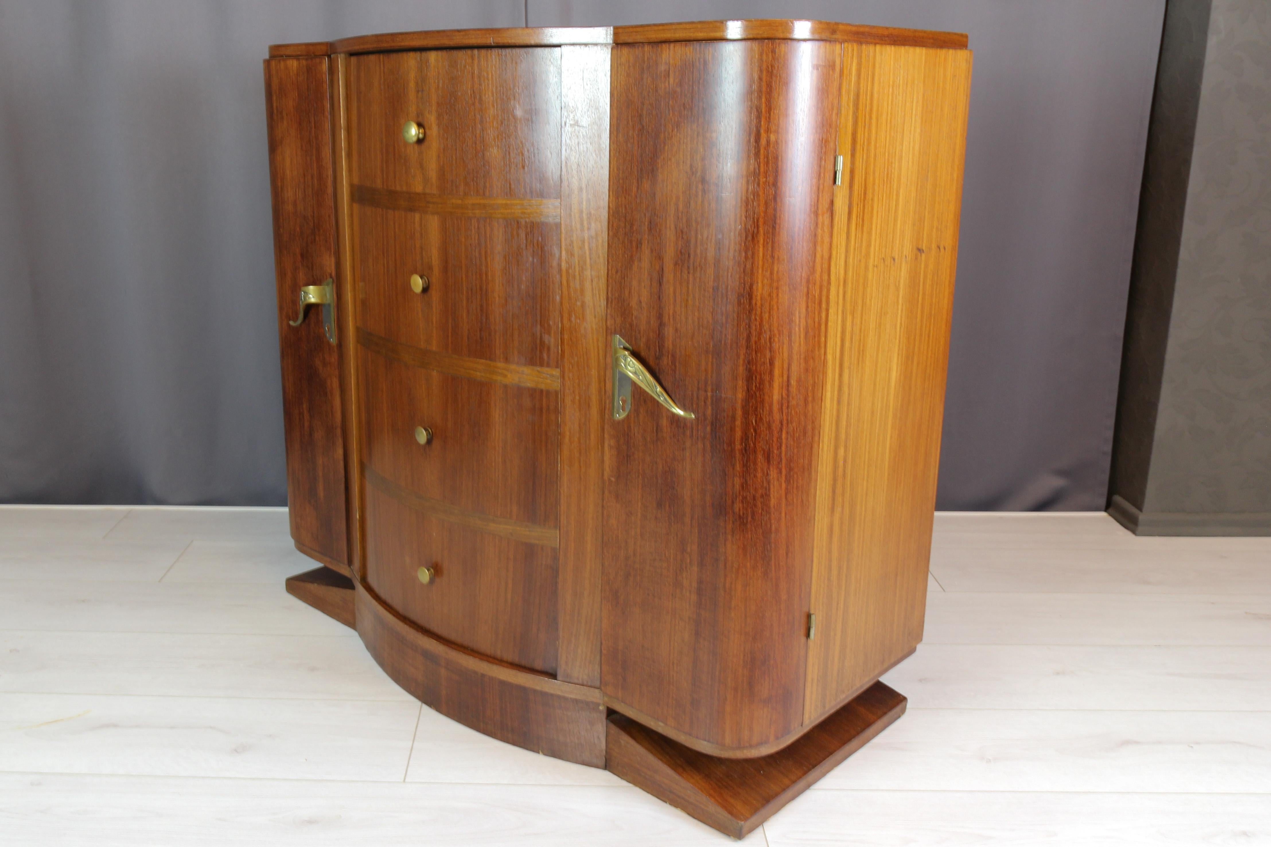 French Art Deco Sideboard with Radio and Record Player, 1930s For Sale 7