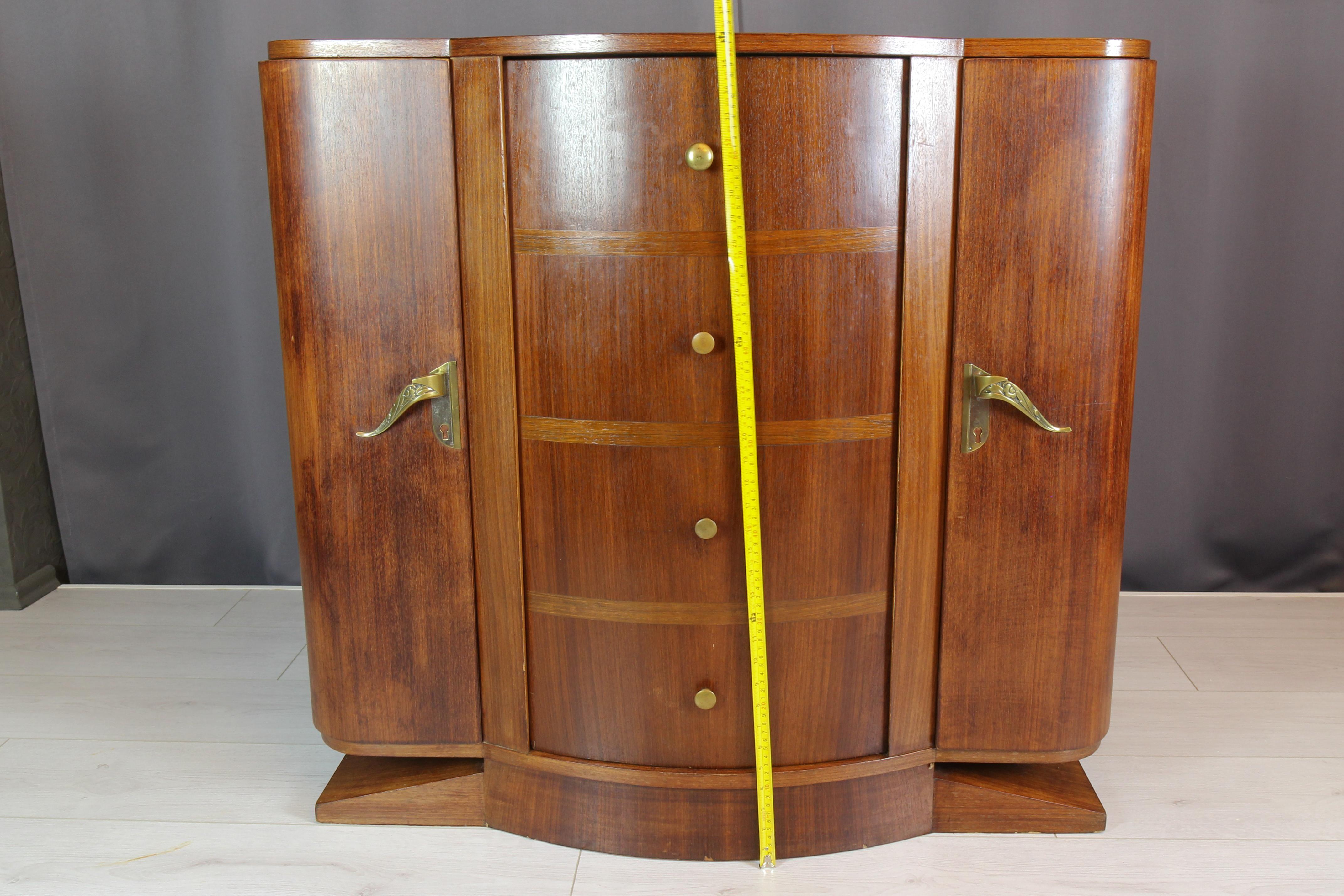 French Art Deco Sideboard with Radio and Record Player, 1930s For Sale 9
