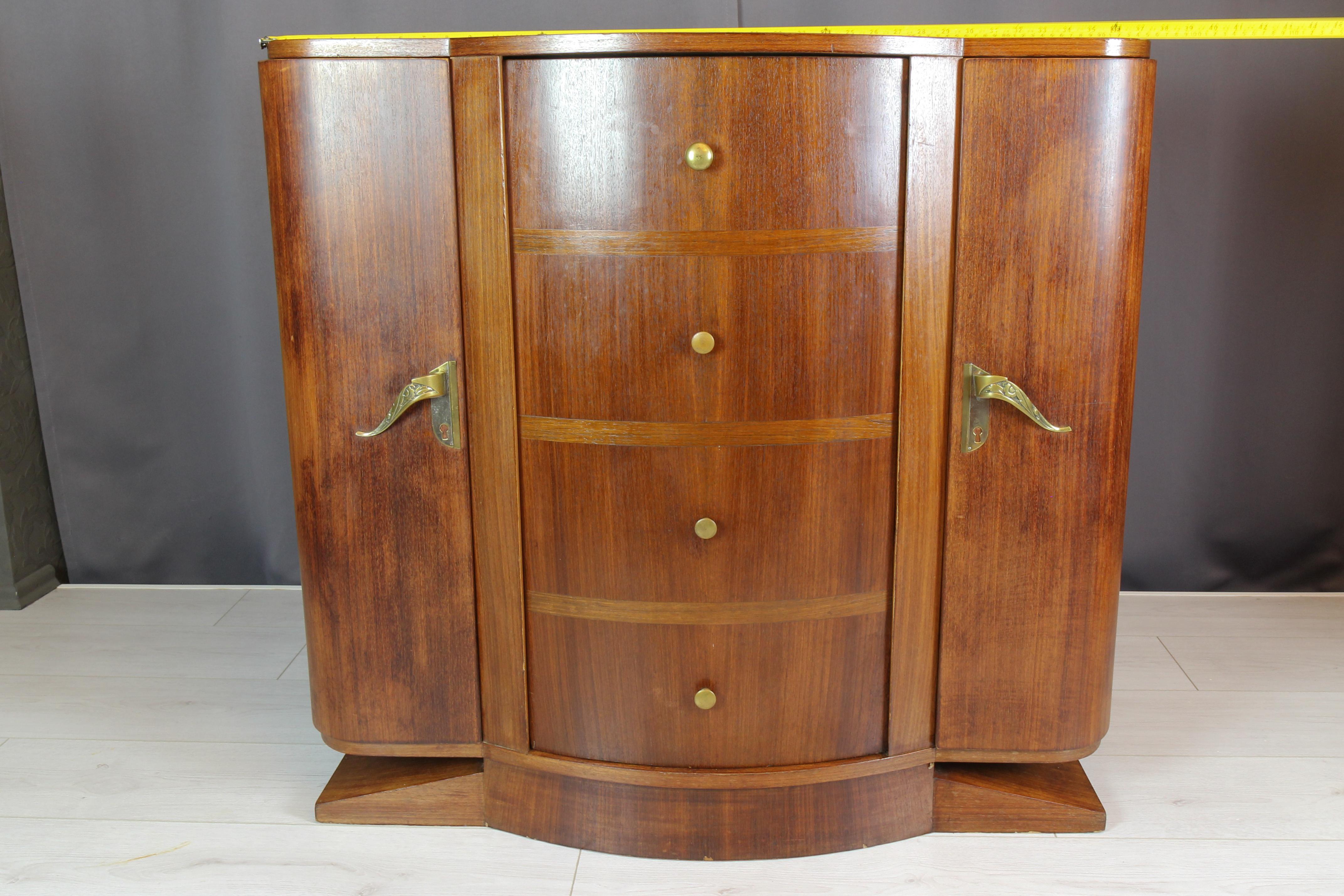 French Art Deco Sideboard with Radio and Record Player, 1930s For Sale 10