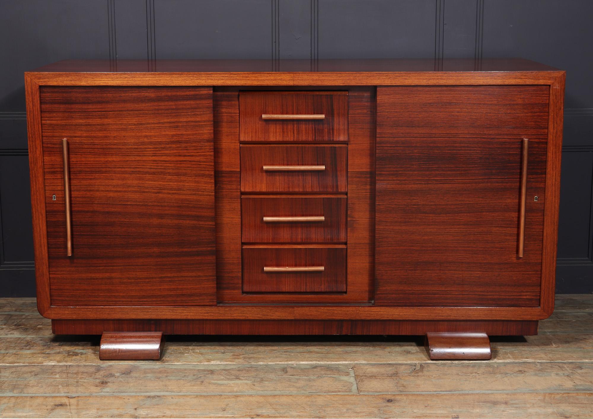 Mid-20th Century French Art Deco Sideboard with Sliding Doors For Sale