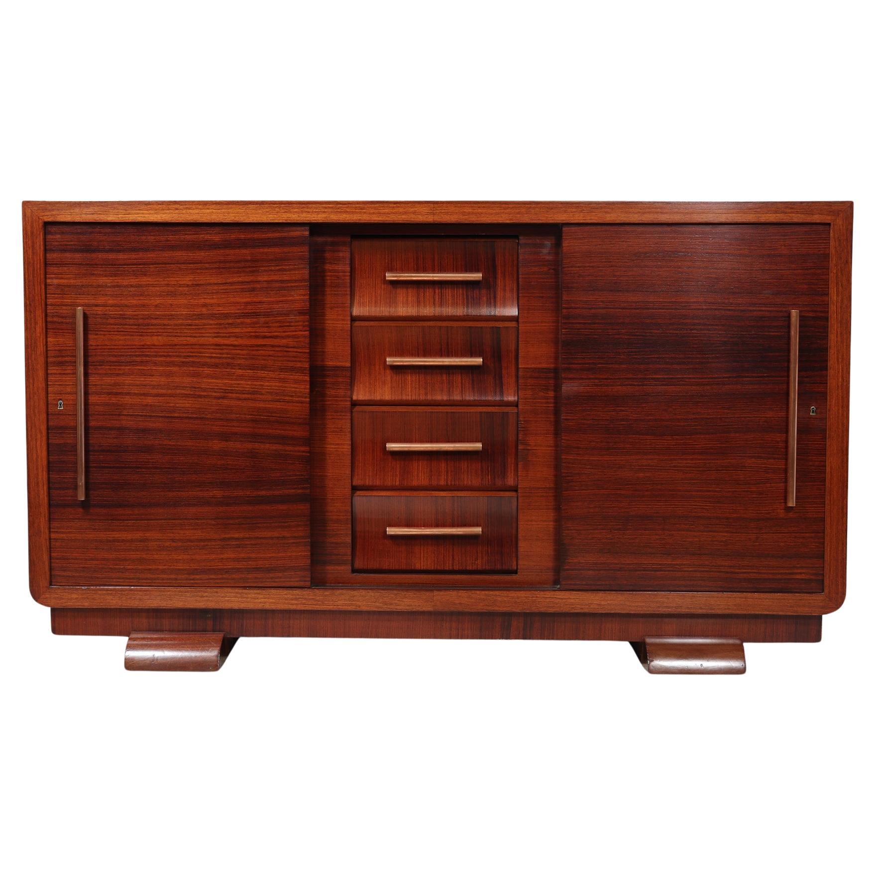 French Art Deco Sideboard with Sliding Doors For Sale