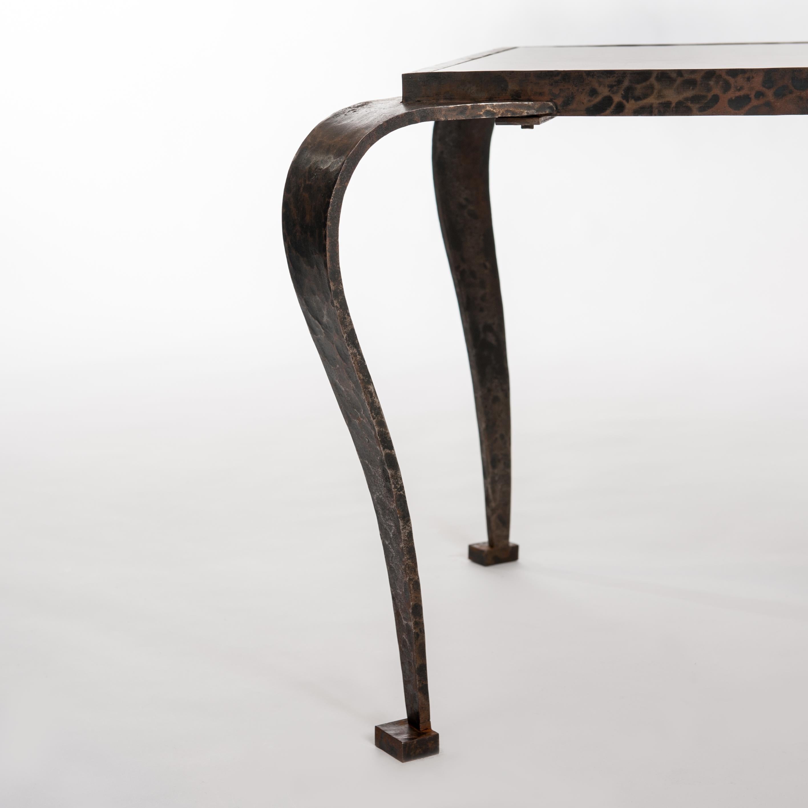 Italian Art Déco Side Table Solid Iron with Marble Top Attributed to V. Ducrot For Sale 3