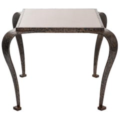 Italian Art Déco Side Table Solid Iron with Marble Top Attributed to V. Ducrot