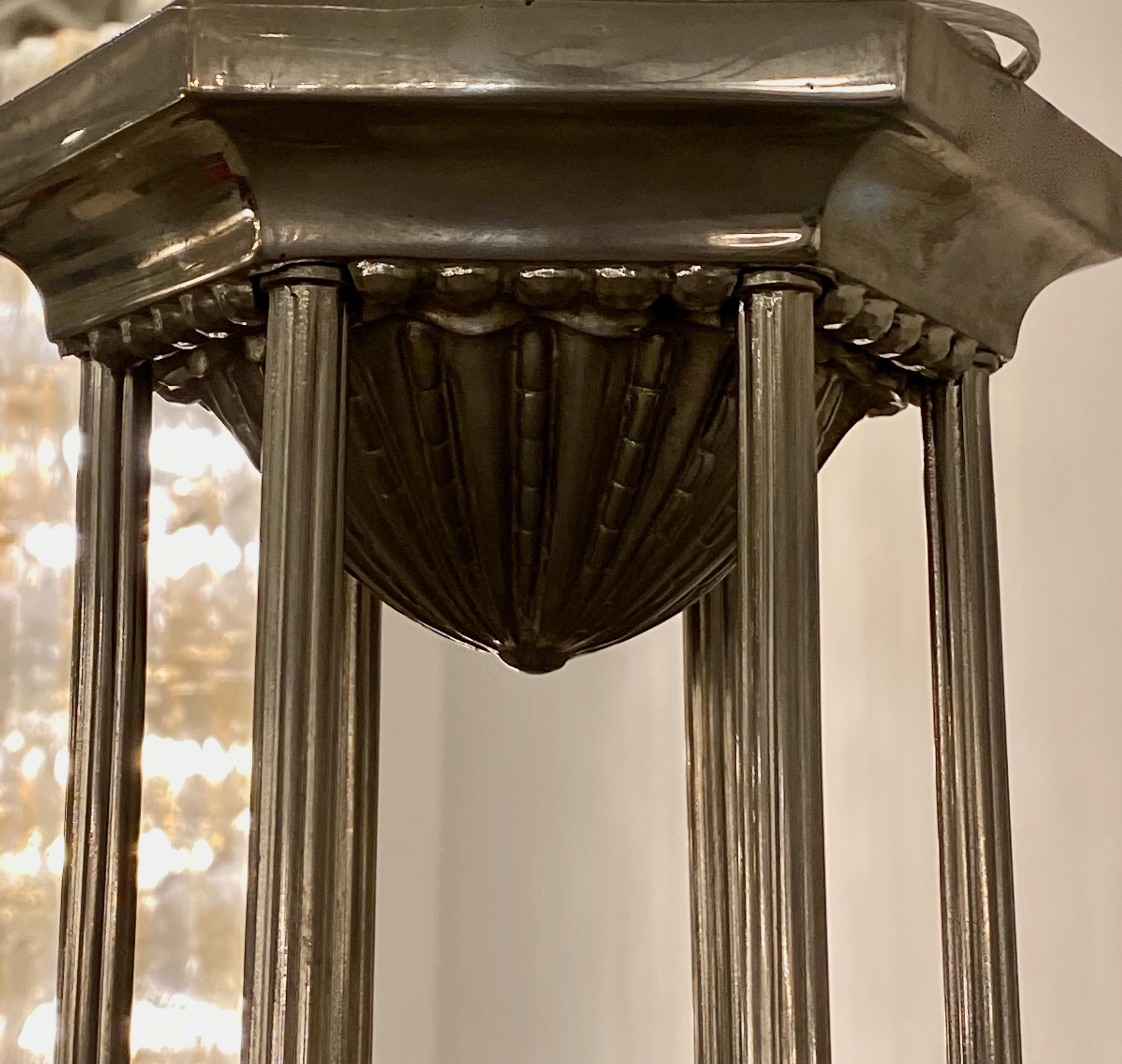 French Art Deco Signed G Leleu Chandelier 8