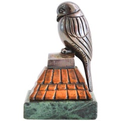 Oiseau en argent Art Déco français par F.H. Danvin:: 1930