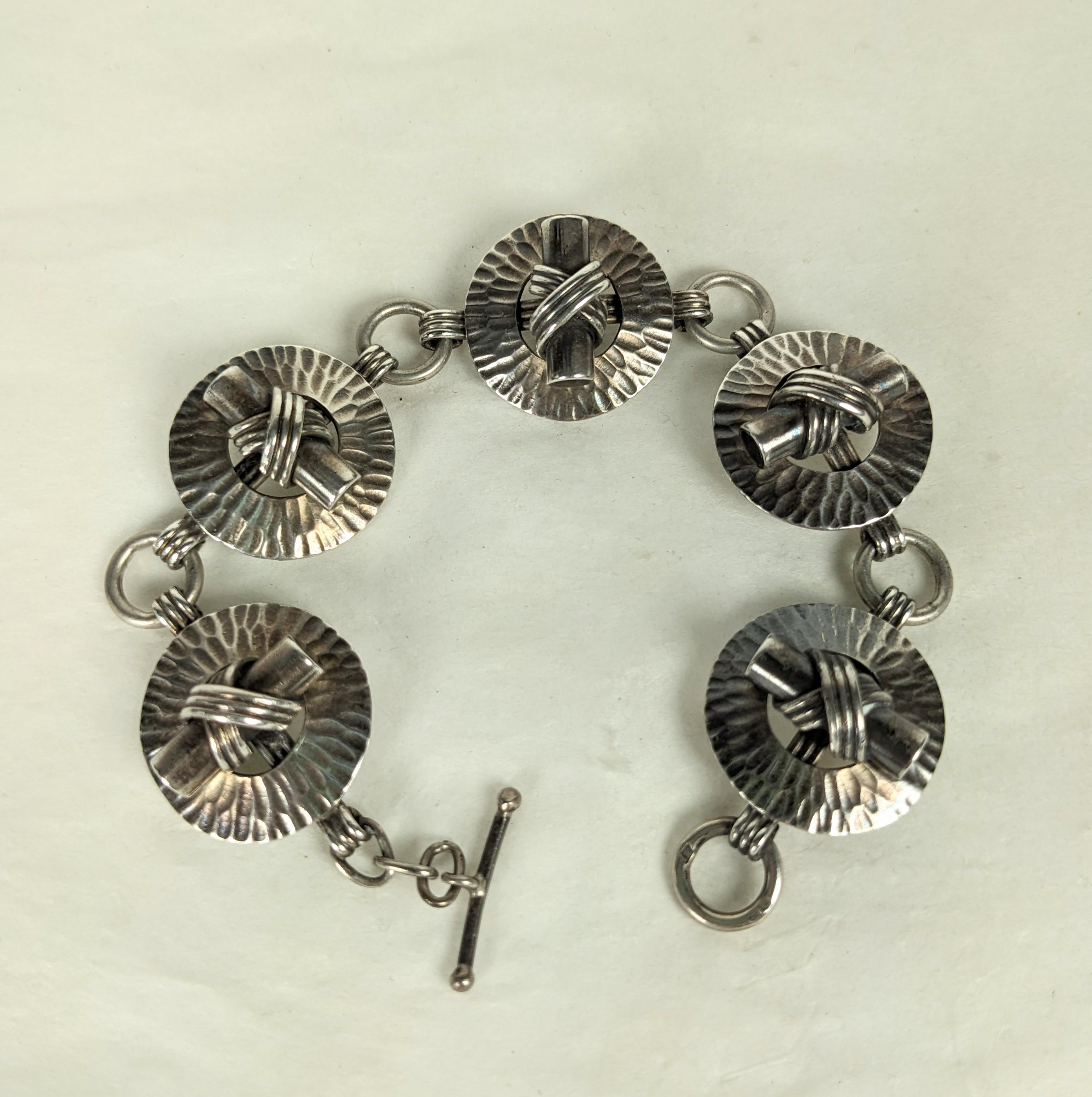 Women's or Men's French Art Deco Silver Bracelet, Fernand Grange For Sale