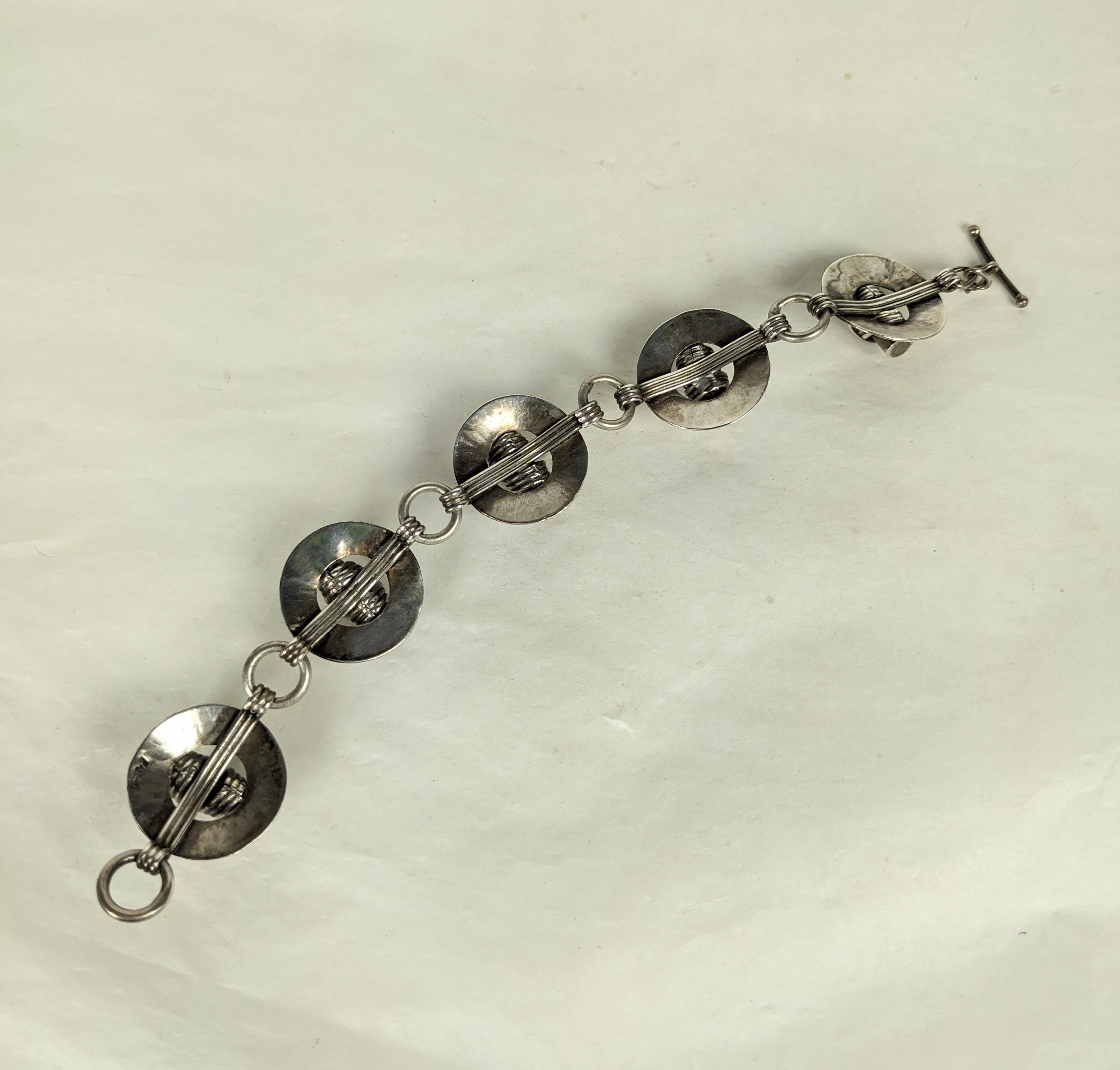 Französisches Art déco-Silberarmband im Art déco-Stil, Fernand Grange im Angebot 1
