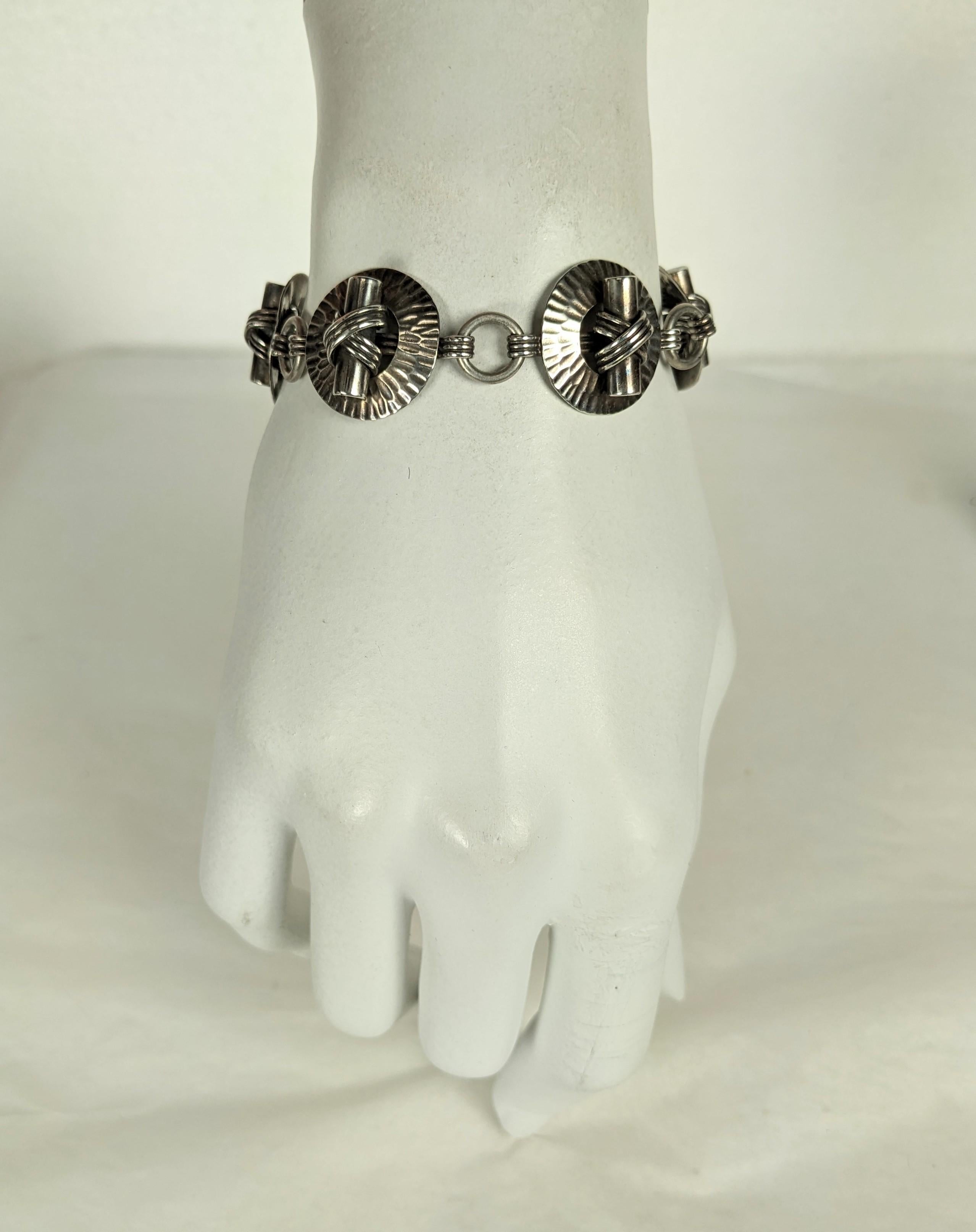 French Art Deco Silver Bracelet, Fernand Grange For Sale 4