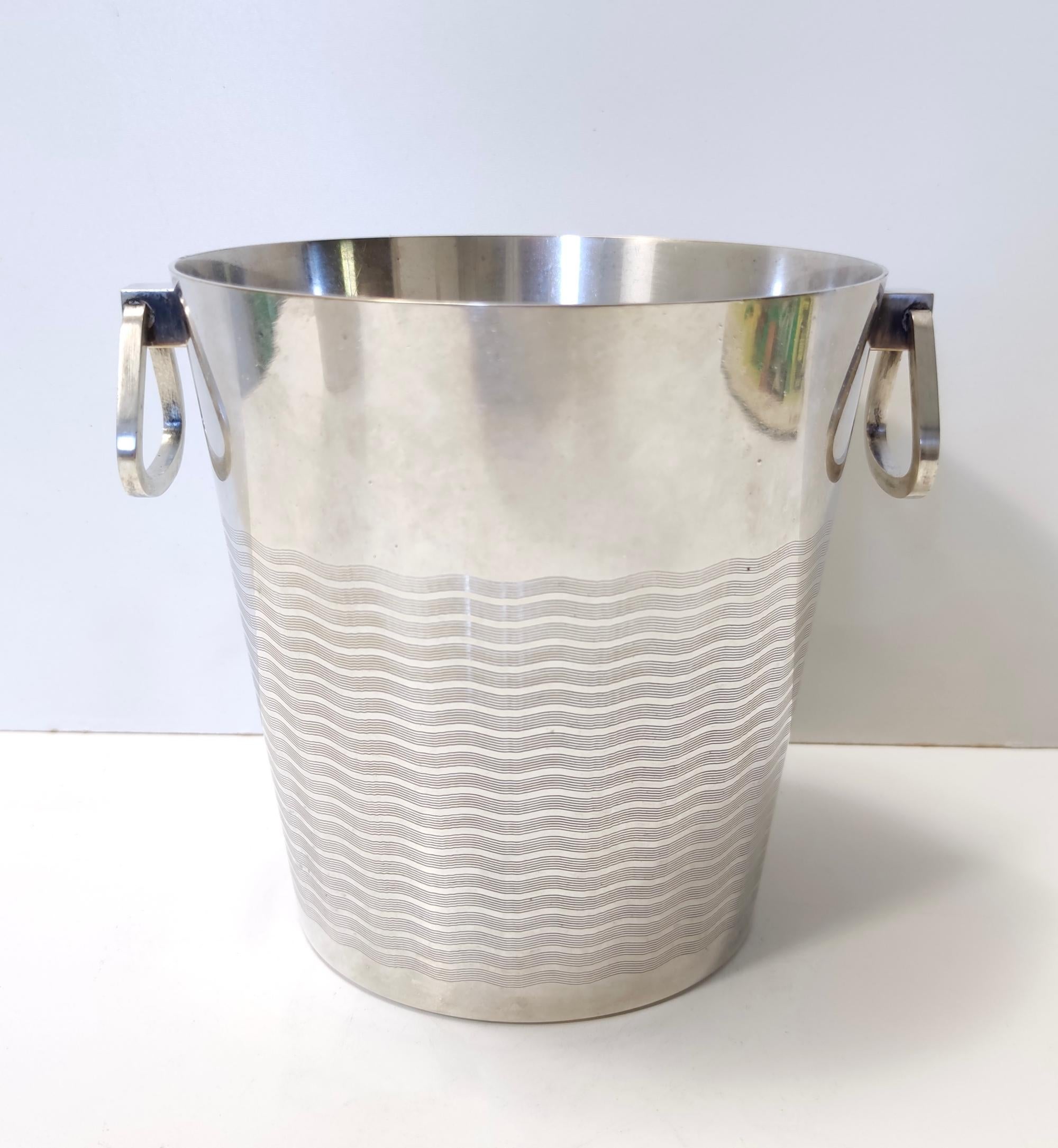 French Art Deco Silver Brass Ice Bucket by Saint Médard, Paris In Good Condition In Bresso, Lombardy