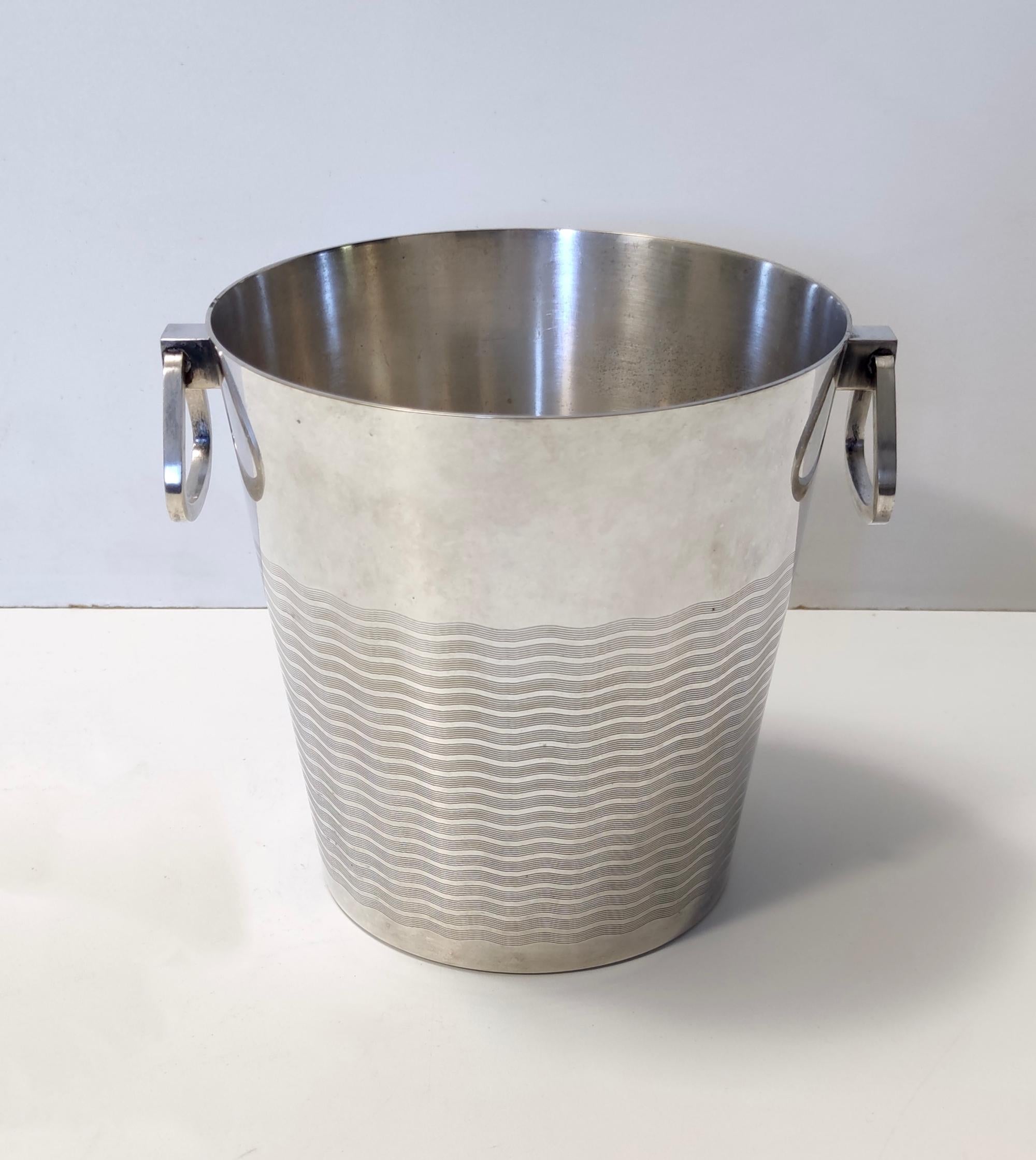 Mid-20th Century French Art Deco Silver Brass Ice Bucket by Saint Médard, Paris