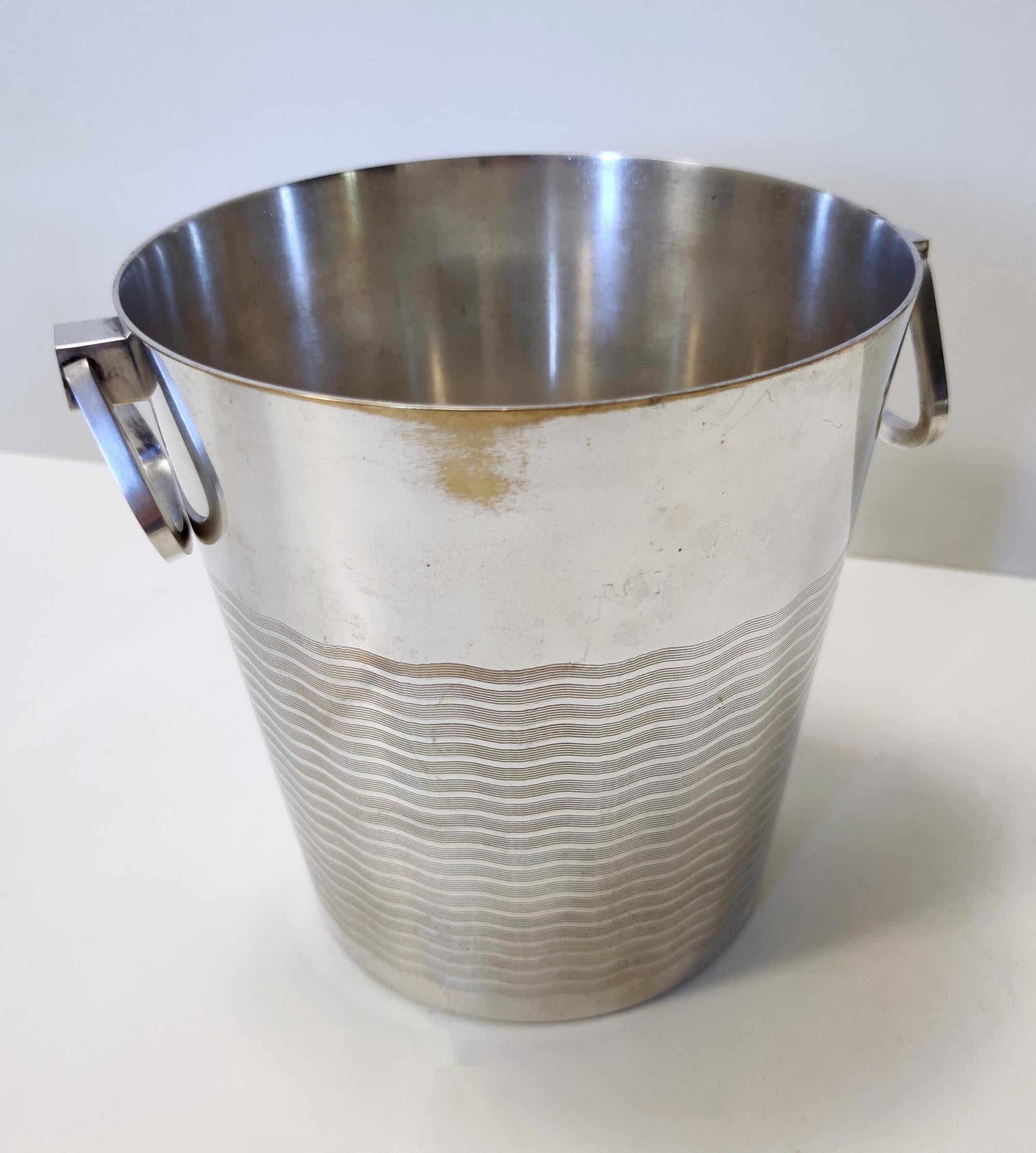 French Art Deco Silver Brass Ice Bucket by Saint Médard, Paris 1