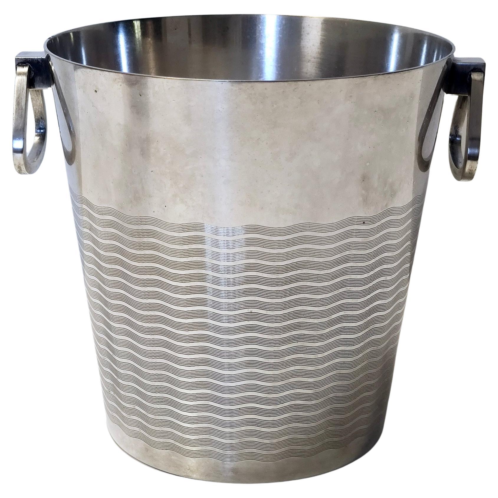 French Art Deco Silver Brass Ice Bucket by Saint Médard, Paris