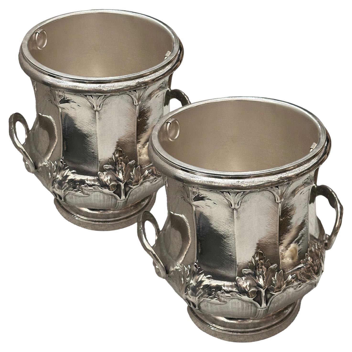 French Art Deco Silver Champagne Buckets – Parisian 19th-Century For Sale