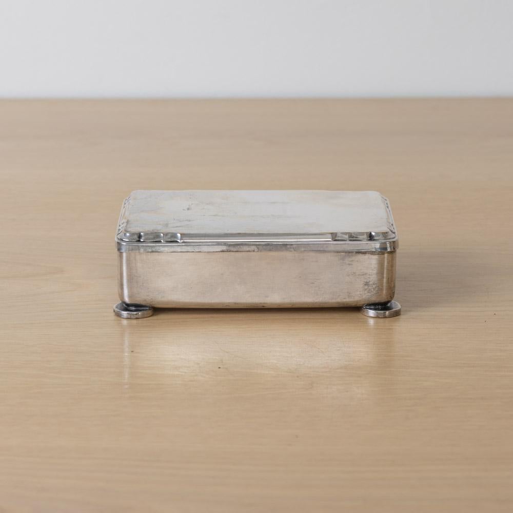 Metà XX secolo Scatola di sigarette in argento Art Deco francese in vendita