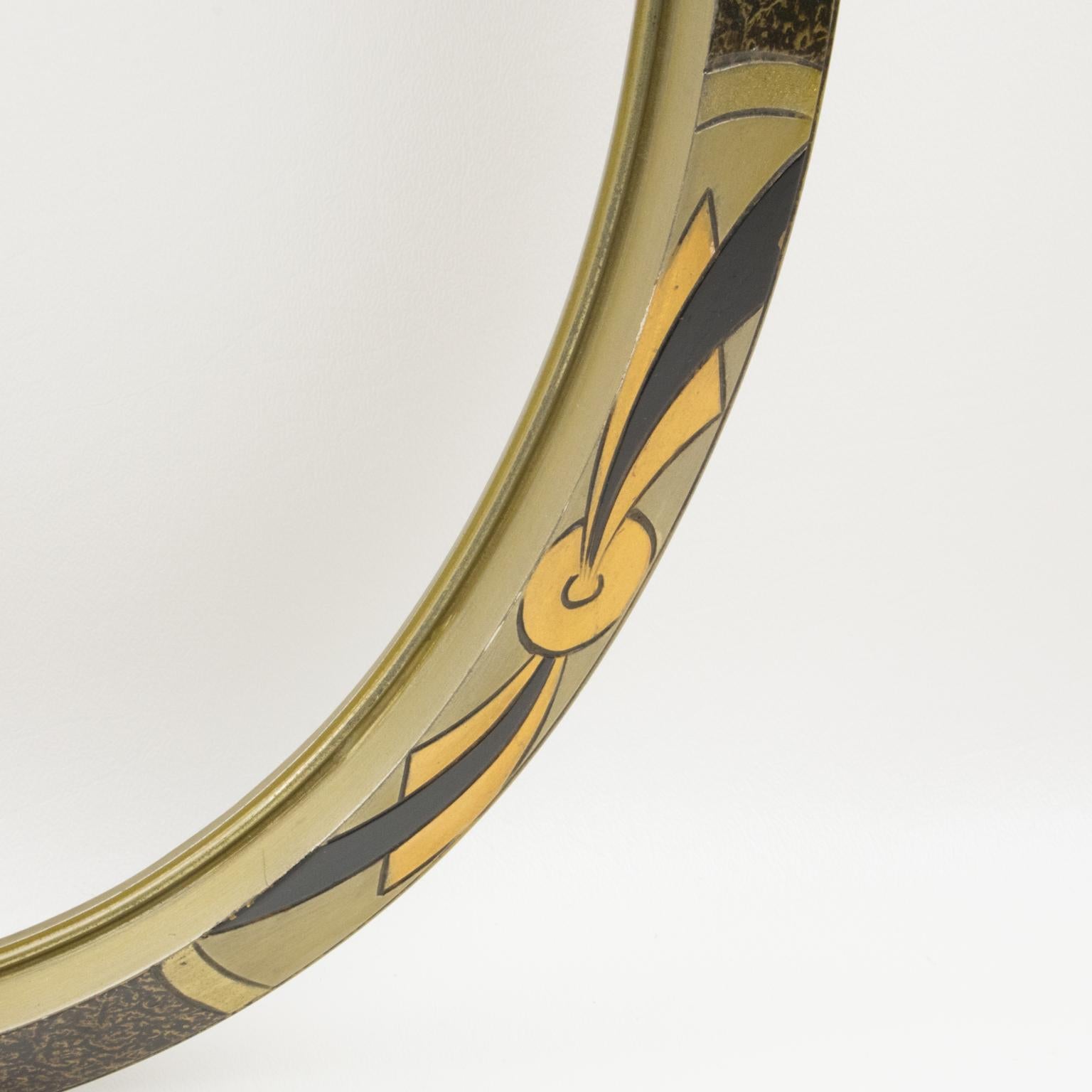 French Art Deco Silver Painted Wood Oval Frame for Painting, Drawing or Mirror In Good Condition For Sale In Atlanta, GA