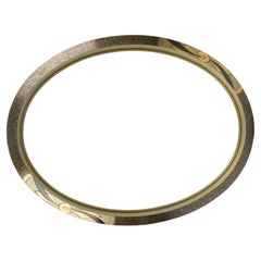 French Art Deco Silver Painted Wood Oval Frame for Painting, Drawing or Mirror